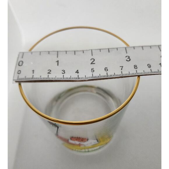 GLASSES-OLD FASHION-Cartoon Golfers-Gold Rim-Set of 3-SIGNED BY ARTIST - Picture 13 of 13